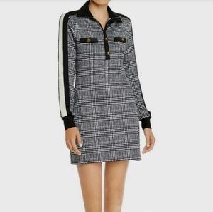 PAM & GELA Glen Plaid Houndstooth Print Track Dress Size P